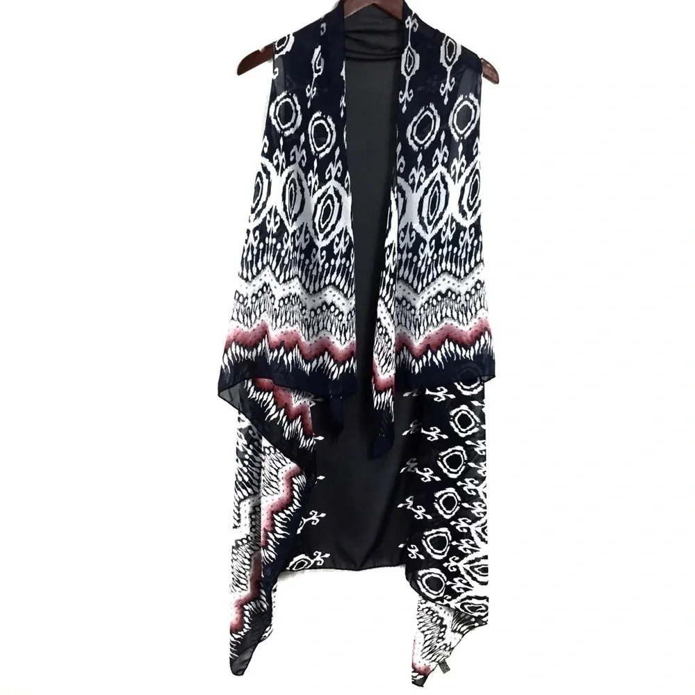 Sax blue white and pinkish red boho‎ swim cover-up